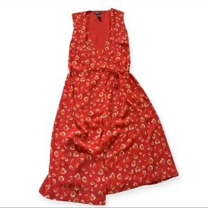 Vintage Harolds Orange Floral Spring Wrap Maxi Dress Size 4 Lightweight